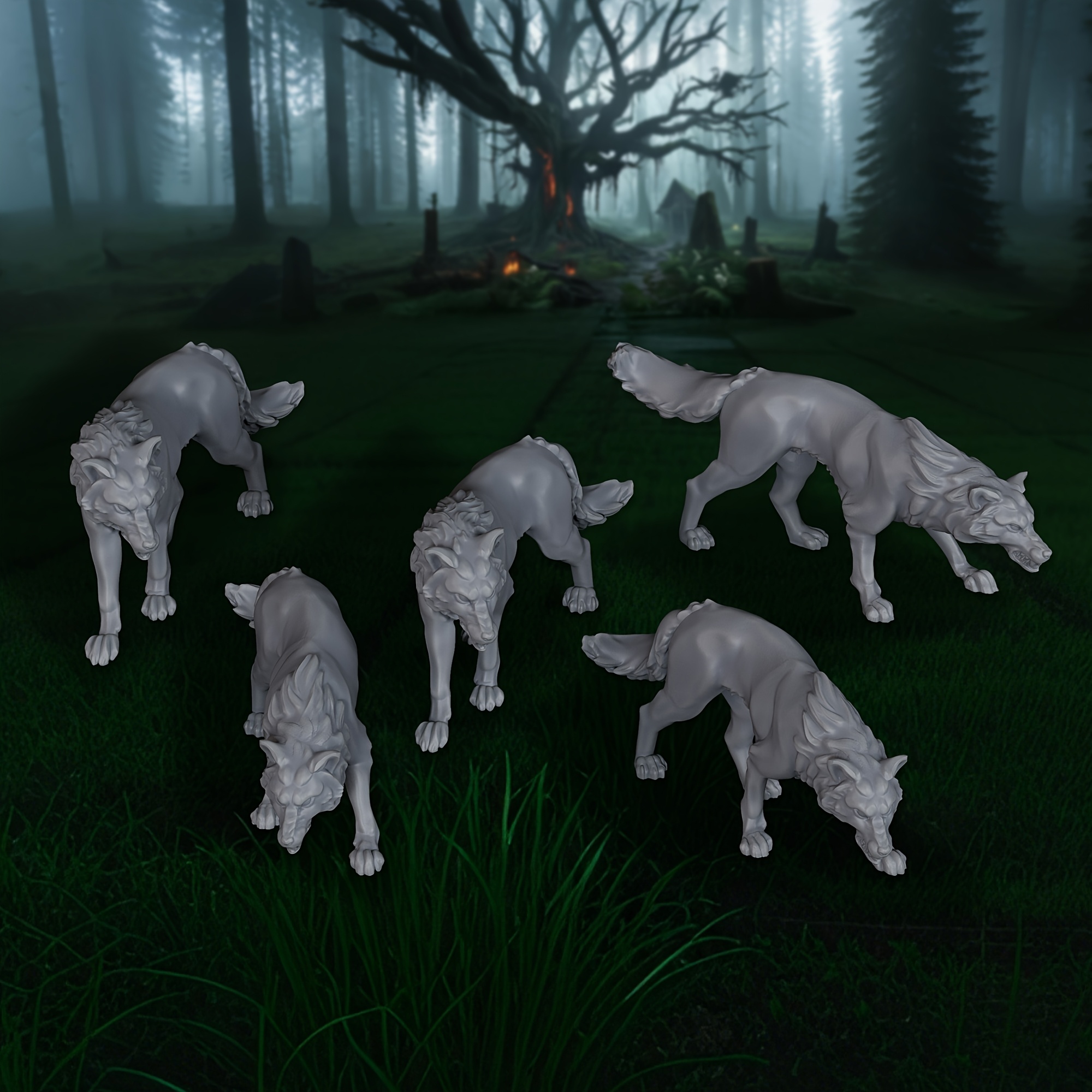 5pcs RPG Wolves Miniatures Set - Board Game Zombie のレビューと価格