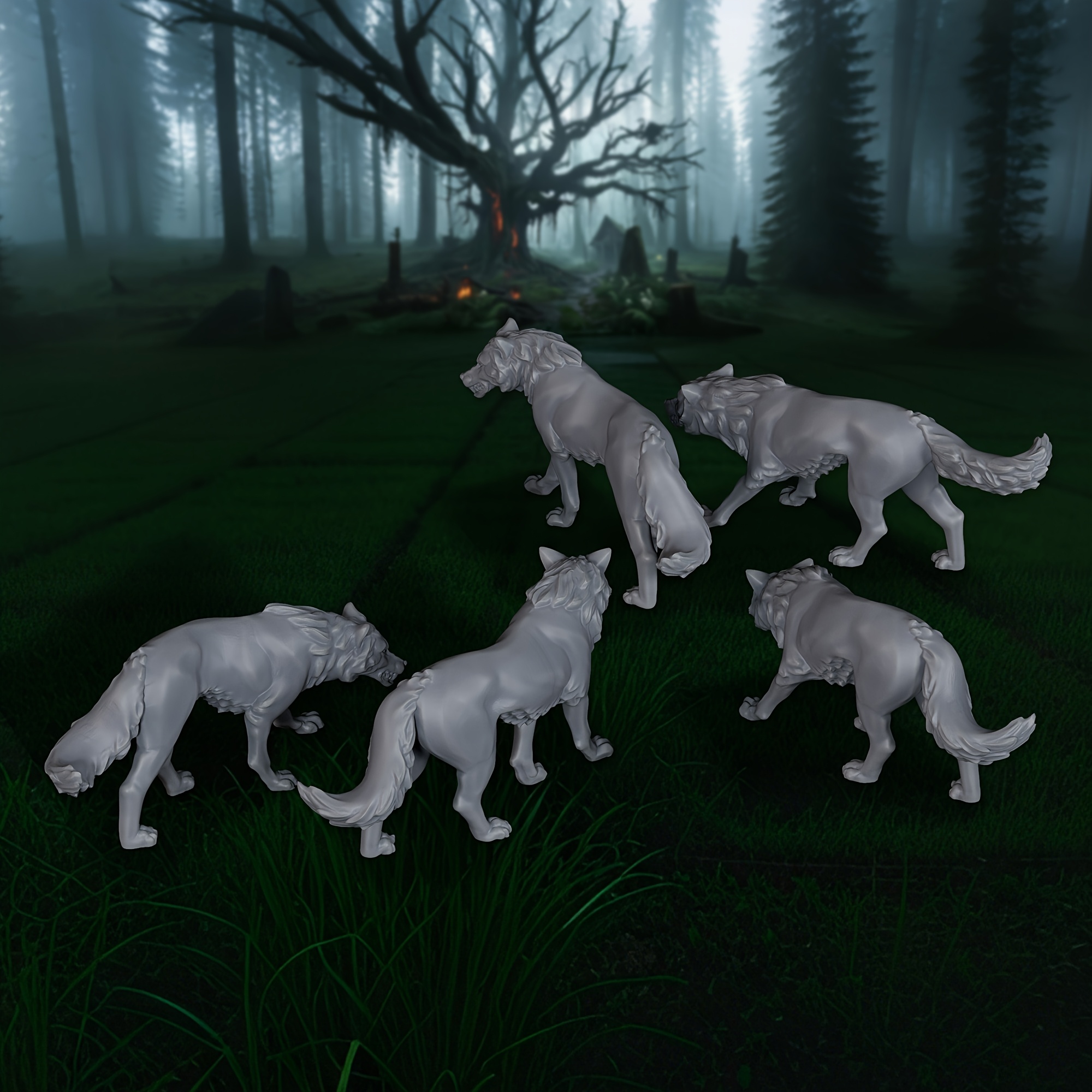 5pcs RPG Wolves Miniatures Set - Board Game Zombie のレビューと価格