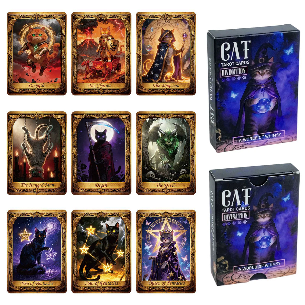 50PCS/Set Cute Cat Tarot Cards - Board Game Family のレビューと価格