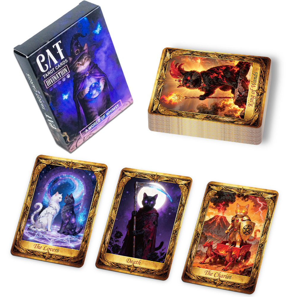 50PCS/Set Cute Cat Tarot Cards - Board Game Family のレビューと価格