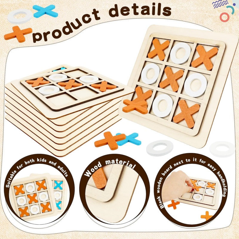 Wooden Tic Tac Toe Games Puzzl - Board Game Family のレビューと価格